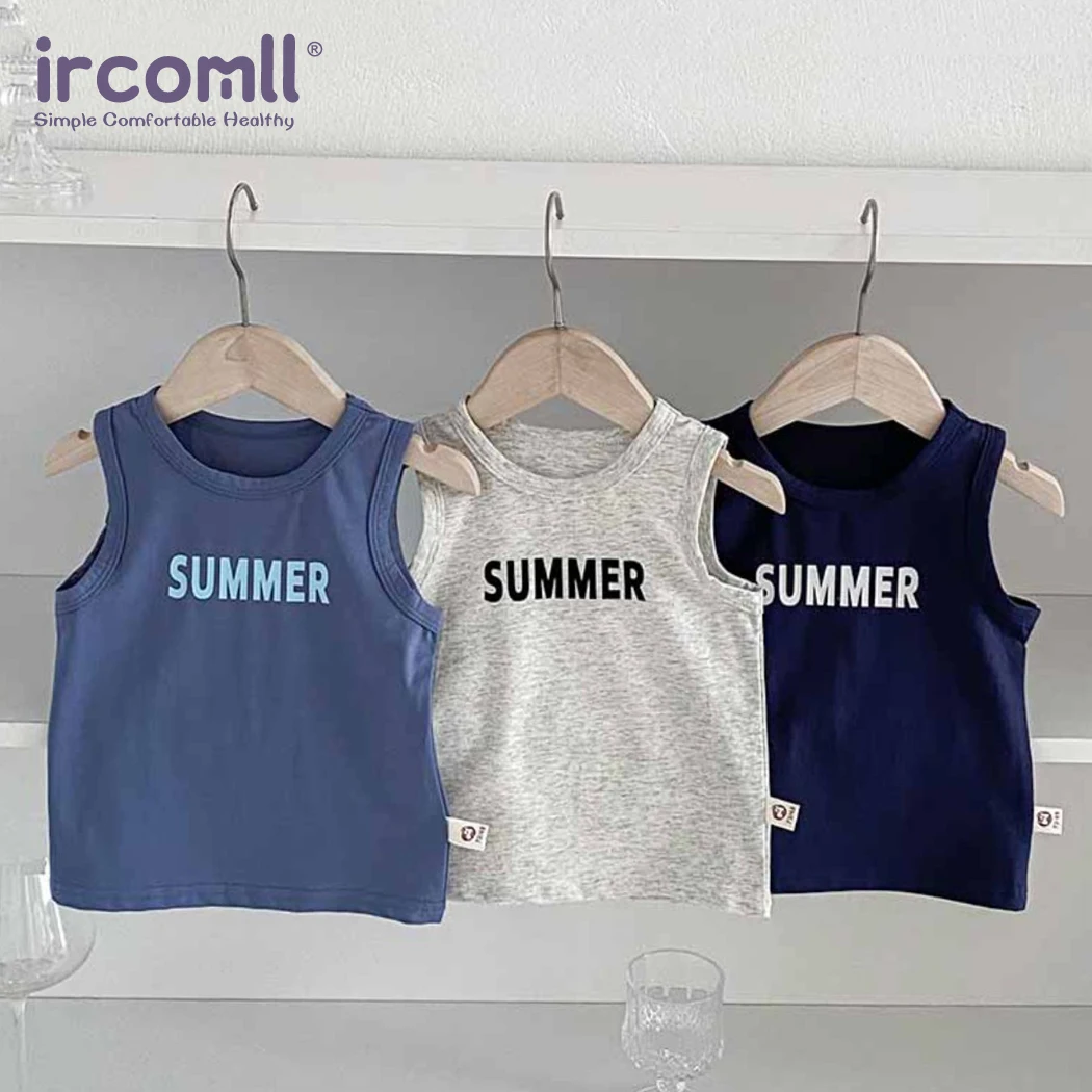 Ircomll 2Pcs 2026 Summer Kids Printed Vest Thin Sleeveless Tops Korean Style Baby Boys Girls Casual Undershirt Children T-Shirt