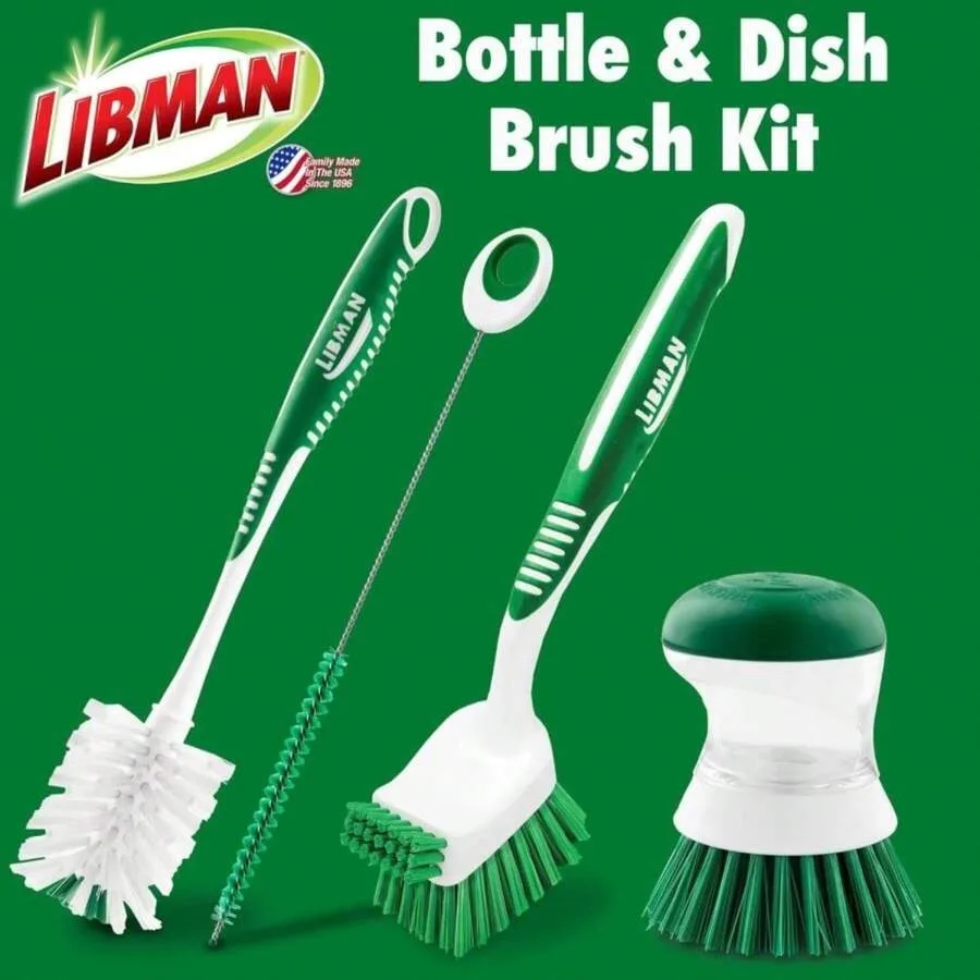 

Libman Bottle andAmp; Dish Brush Kit Cleaning Brushes For Kitchen Use Straw Brush Scrub Brushes For Dishes Big Job Kitchen Brus