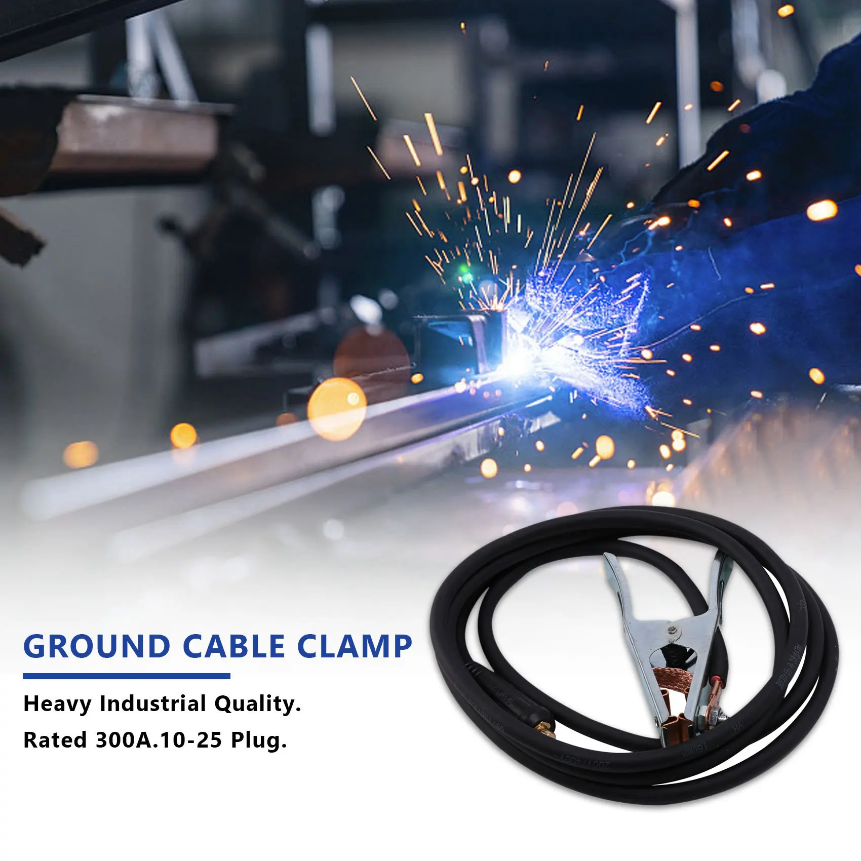 

2025 Trend300a Groud Welding Earth Cable Clamp Clip For MIG TIG ARC Welder 3M/ Cable 10-25 Plug Weld Holder Welding Soldering Su