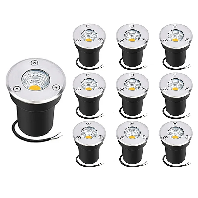 220V24V12V LED Deck Light Outdoor IP67 Wateroof Spotlight 10PCS Pack Courtyard Garden Step Stairs Recessed Underground Lighting