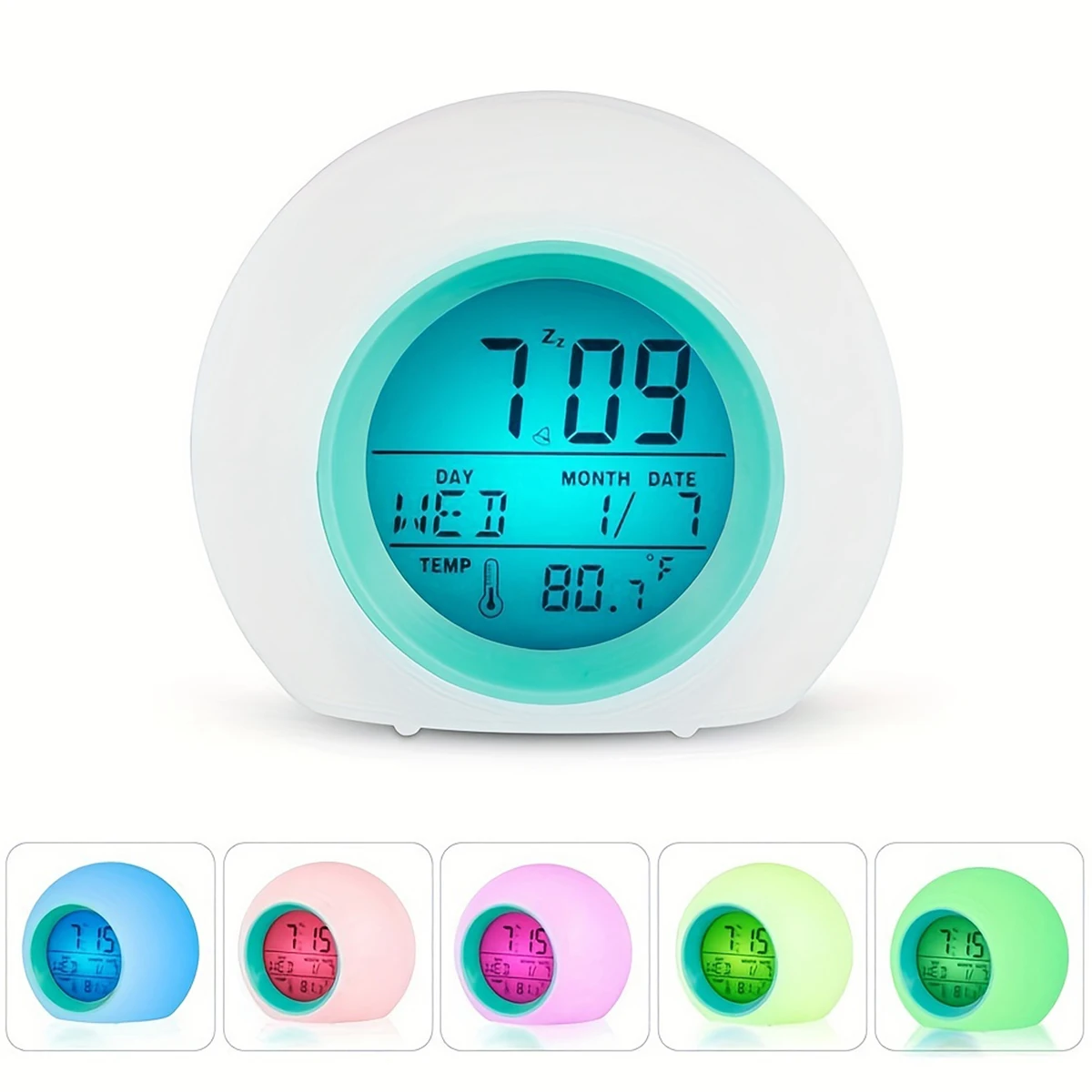 Colorful lights color changing multi-function digital display electronic alarm clock