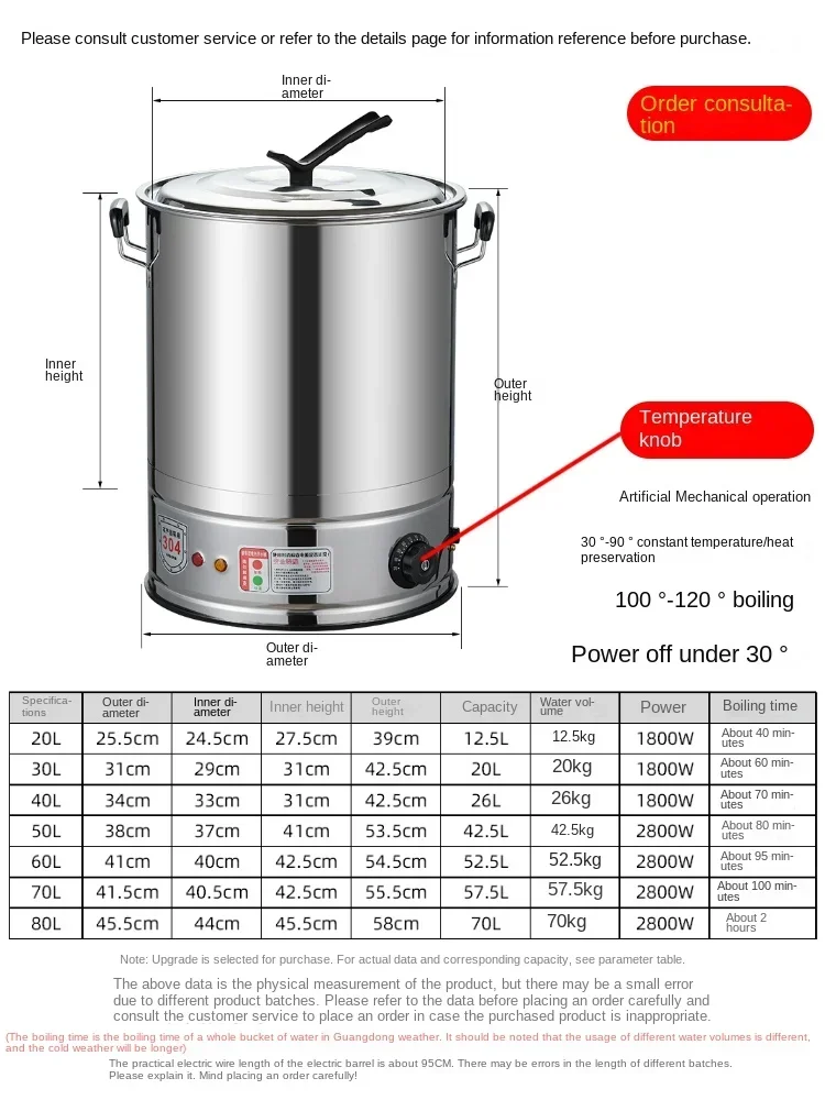 Electric heating boiling bucket stainless steel boiling bucket commercial large-capacity boiling pot constant temperature