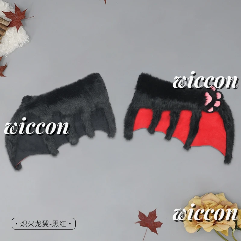 Большой пушистый Дьявол Крылья летучая мышь и коготь перчатки для Хэллоуина искусственные перчатки подарки косплей реквизит милый пушистый костюм лапы