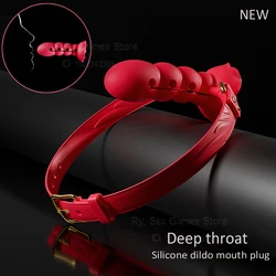 Mouth Ball Deep Throat Mouth Exercise SM Adjustable Rose Mouth Plug Silicone Dildo Plug Couple Adult Sexual Products 3colors