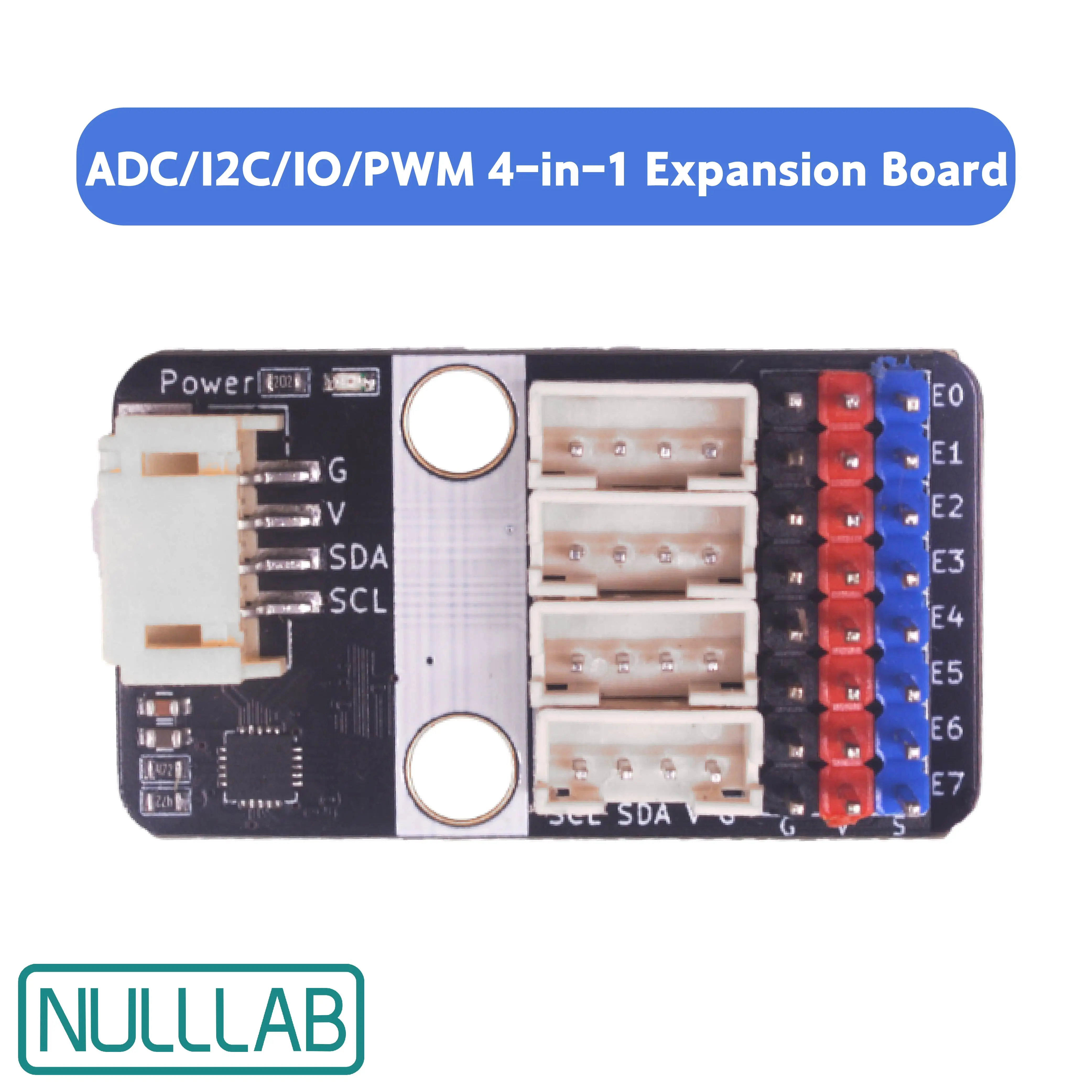 ADC/I2C/IO/PWM 4‑in‑1 Expansion Board, 4‑Channel I2C & 8 Channel GPIO, Configurable ADC Input Digital IO PWM Output for Arduino