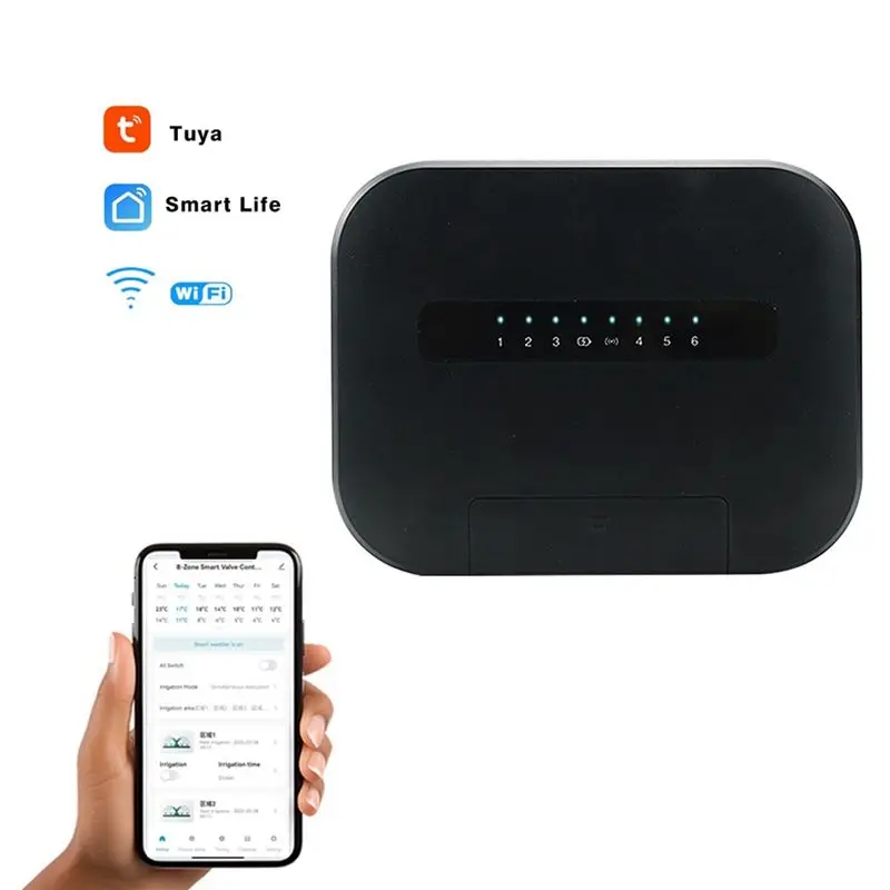 AEE4-6 Zone Tuya Wifi Indoor Smart Sprinkler Controller Irrigation System Phone Remote Control Work With Smart Life EU Plug
