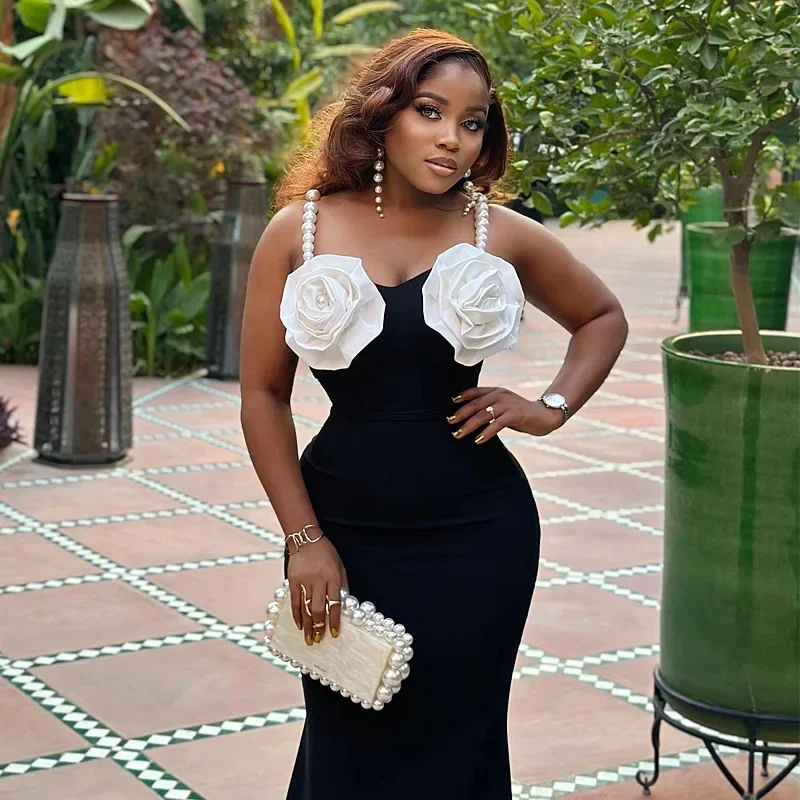 Afrikanische Party-Abendkleider für Frauen, Herbst, sexy, afrikanisches, ärmelloses, schwarzes Polyester, langes Maxikleid, Dashiki, afrikanische Kleidung