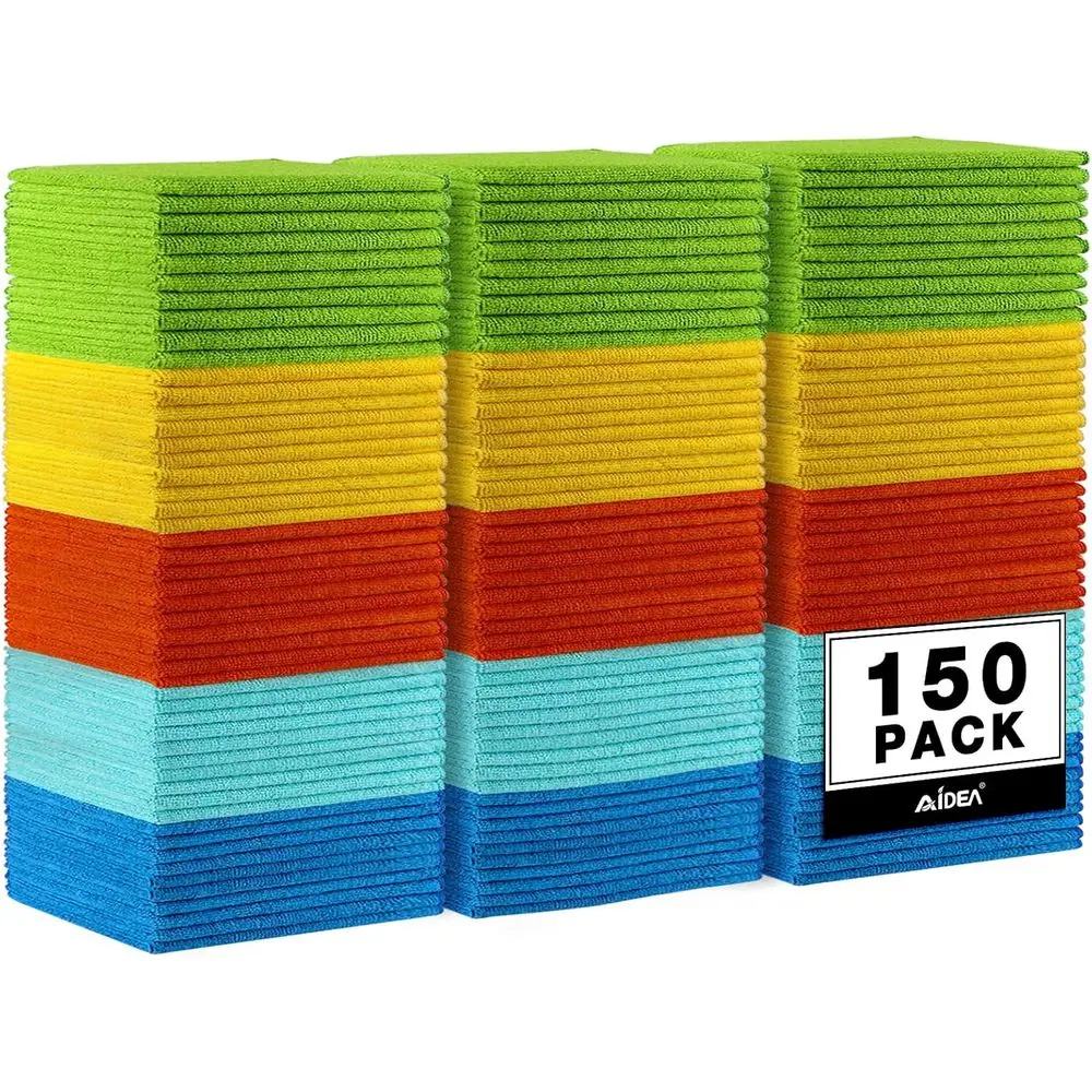 

Набор из 150 микрофибровых полотенец - премиальные салфетки для чистки автомобилей, безворсовые, впитывающие, для автомобилей, внедорожников, дома, кухни, окон, 12x12 дюймов