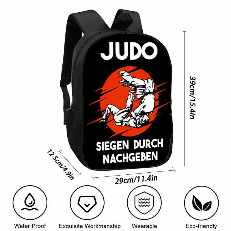 Judo Design Backpack Taekwondo Print Backpack for Child,School Bags for Boy Girls with Karates Print Design Fashion Shoulder Bag