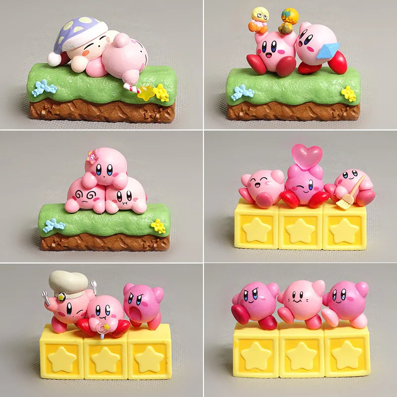 Kawaii Anime Kirby Figures Pink Kirby Waddle Dee Doo Cupid Doughnut Kirby Collect Mini Toys Dolls Action Toy Birthday Girl Gifts