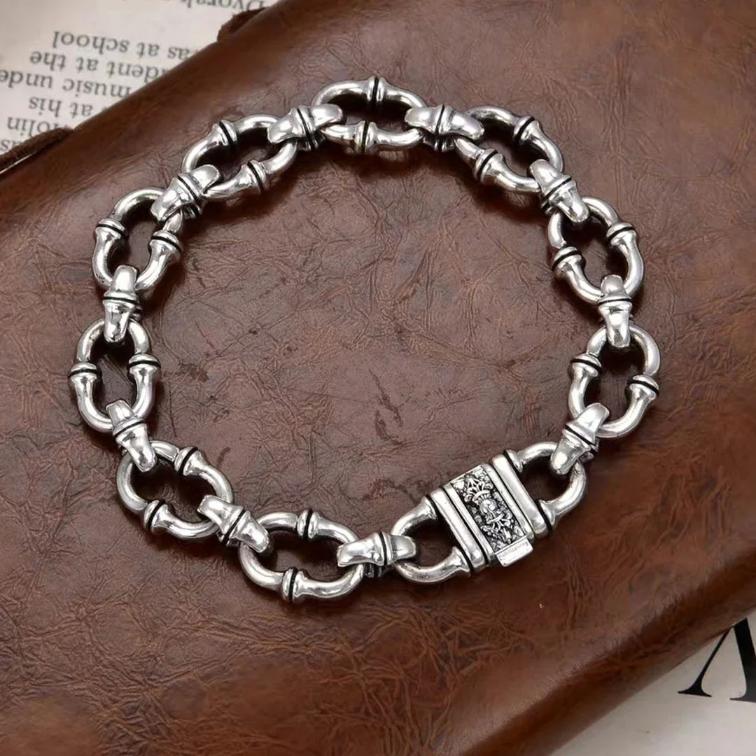 New High Grade Horseshoe Bracelet China-Chic Style Vajra Knock Geometric Bamboo Knot Men's Simple Jewelry