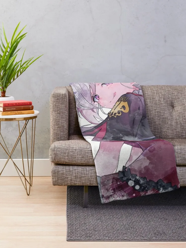 Asagi Mutsuki Watercolor Throw Blanket Cute Travel Retros Blankets