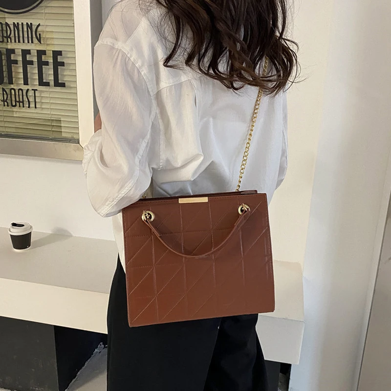 Vintage Solid Color Shoulder Bags For Women Casual Large Capacity Crossbody Bags Daily Simple Square Commuting Bags