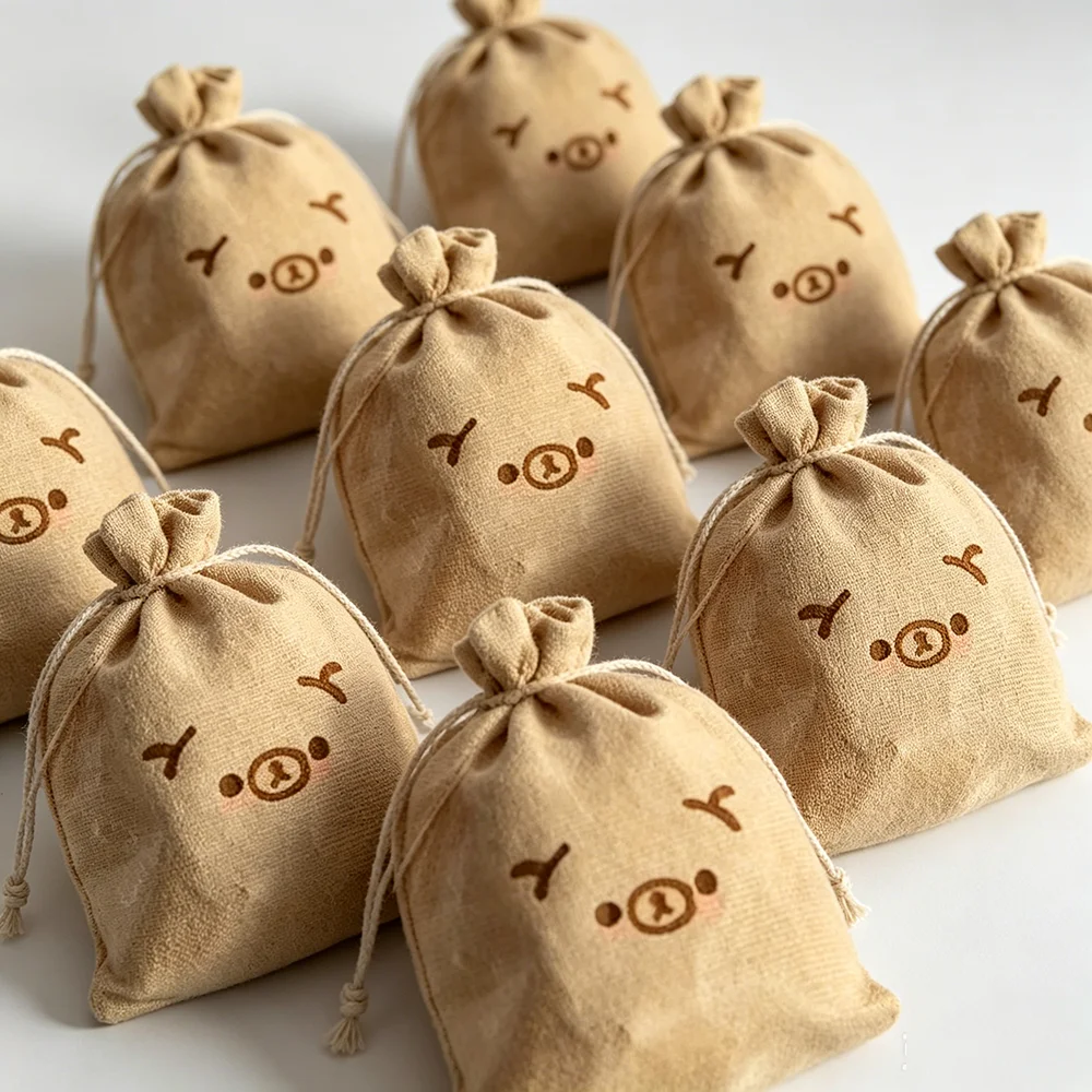New Simulation Linen Pouch Bear Mochi Squishy Soft Elastic Slow Rising Drawstring Bag Design Cute Stress Relief Hand Squeeze Toy - view 5