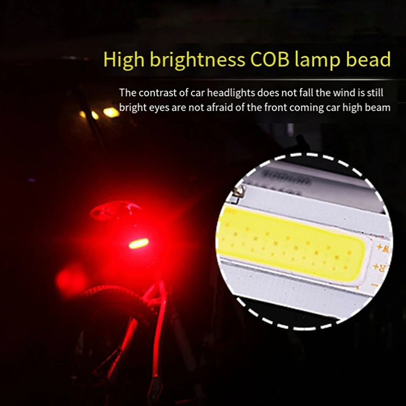 2X USB Rechargeable Bike Tail Light LED Warning Bicycle Rear Light IPX6 Waterproof For Helmet