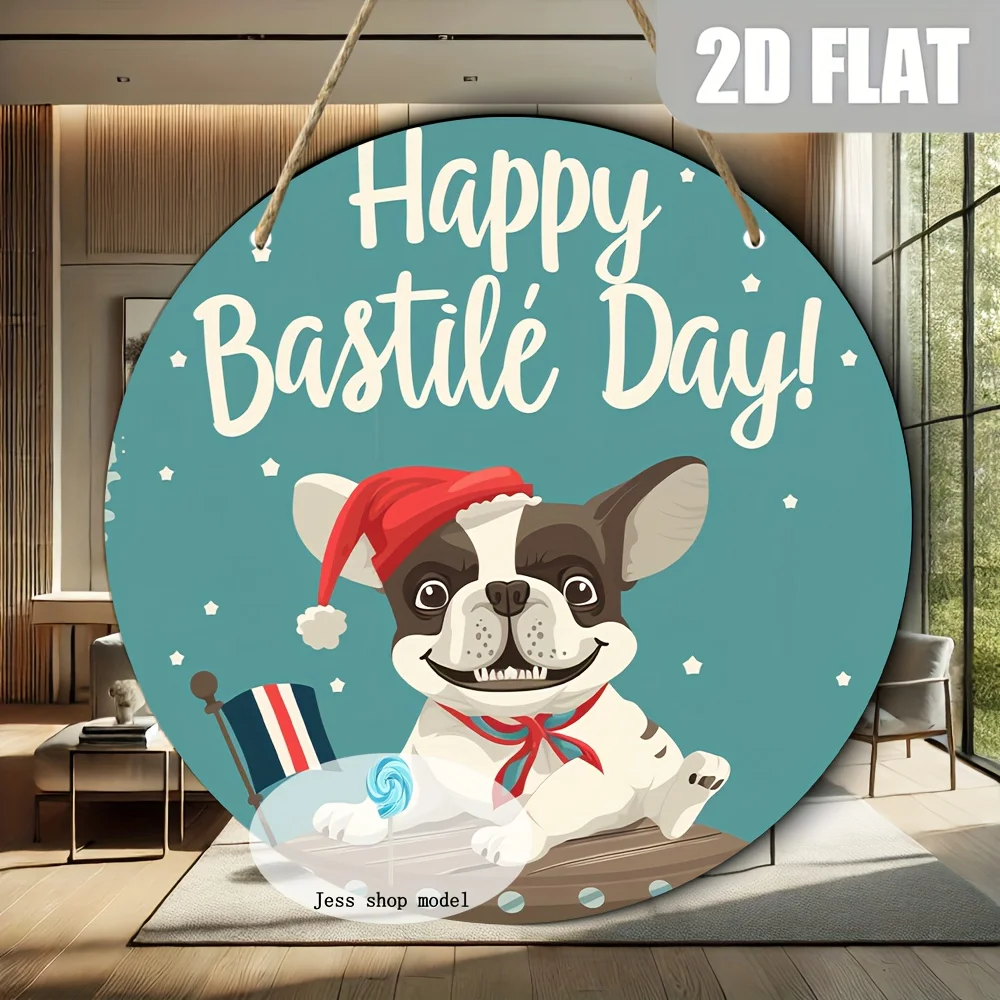 2D Flat, 1pc French Revolution Bastille Day Decoration - Round Hanging Plaque with 