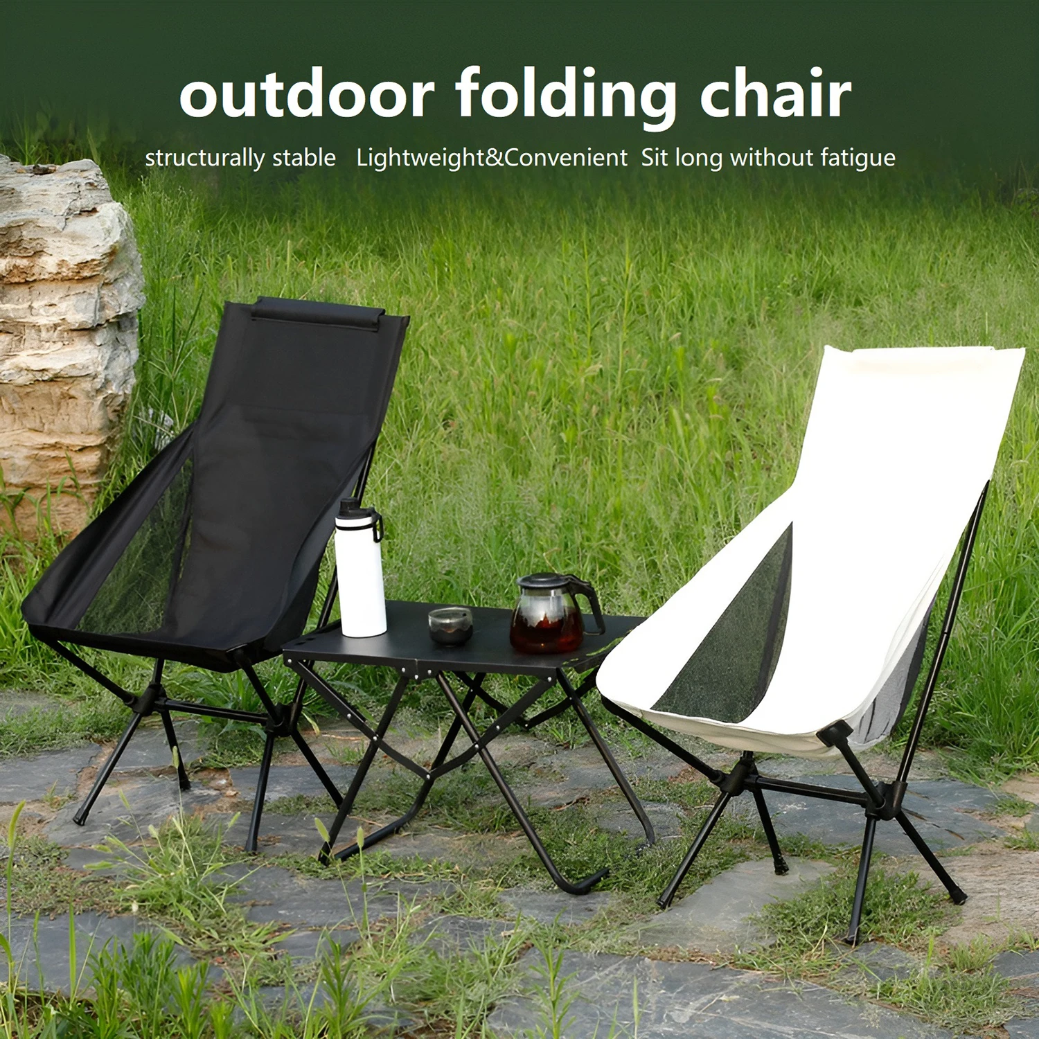 Foldable Camping Chairs Set Lightweight Folding Chair Ultralight Backpacking Moon Chairs for Garden Picnic Beach Fishing