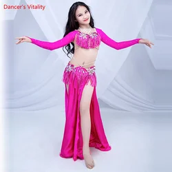 Custom Made Belly Dance Set Children's Costumes New Two-Piece Bra+Long Skirt Dance Dance Skirt Long Sleeve Costumes