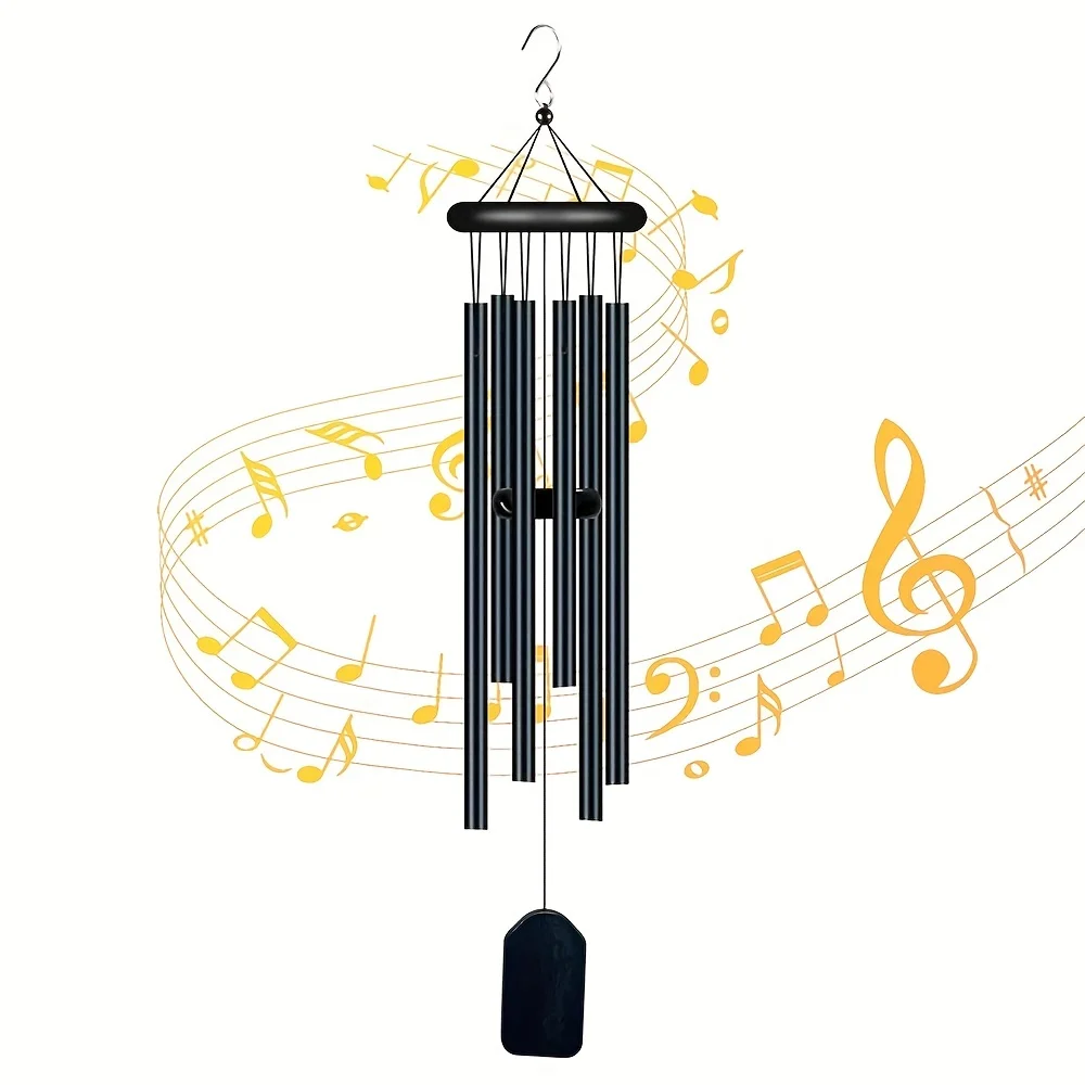 Enchanting Memorial Aeolian Bells - 6-Tube Aluminum Wind Chimes - Weather-resistant Outdoor Decor - Stylish Hook for Garden, Pat