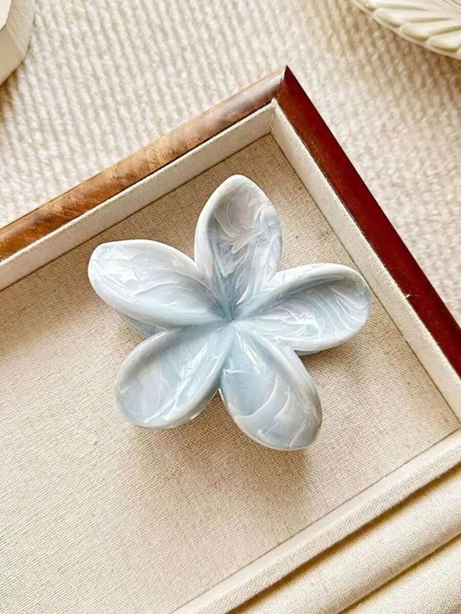 

3pcs Floral Hair Claw Clips, Light Blue Flower Hair Accessories For Women, Beach Vacation Festival Styling