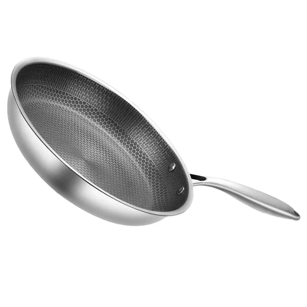 

Stainless Steel Honeycomb Frying Pan 28Cm Non Stick Egg Skillet for Breakfast Cooking Kitchen Cookware Small Fry Pan for Eggs