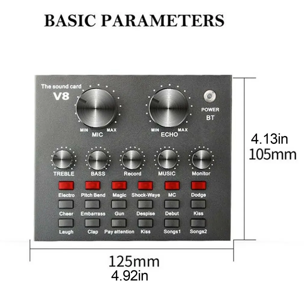 V8 Live Sound Card Audio Mixer External USB Headset Microphone Mobile Computer Universal External Sound Card Dropshipping