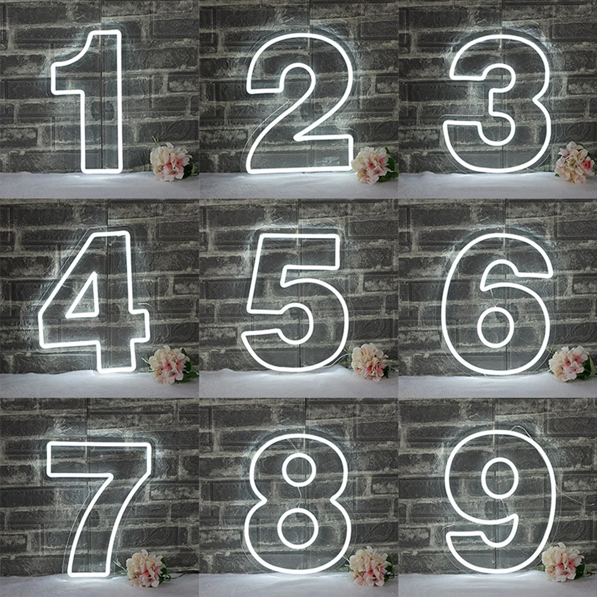 Powered LED Neon Number 1-9 Wall-Mounted Decorative Light - Modern Acrylic Birthday, Anniversary, Wedding