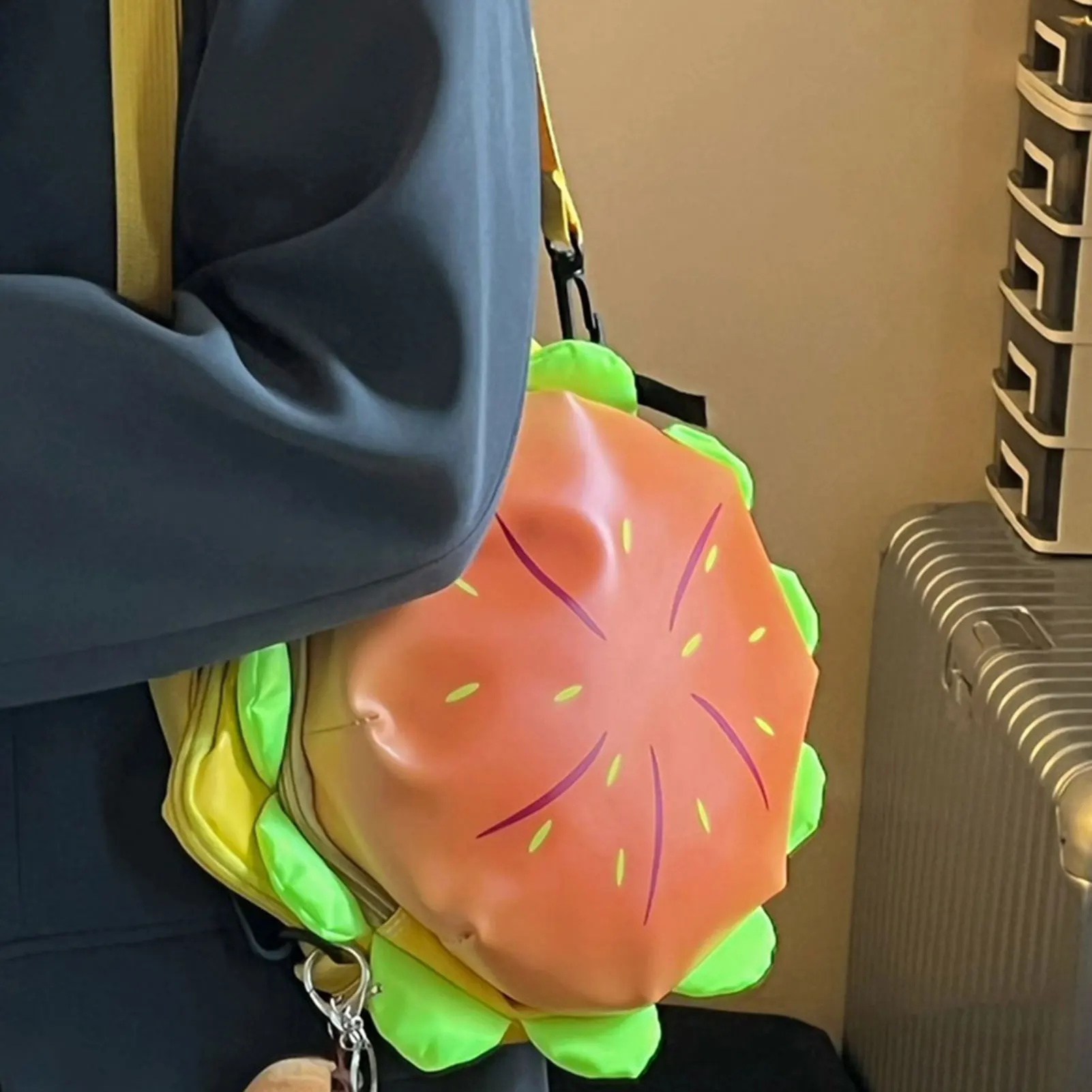 Fashion Cartoon Cheeseburger Backpack Large Capacity Multi Compartment Hamburger Shape Backpack For Women Men Perfect Gift