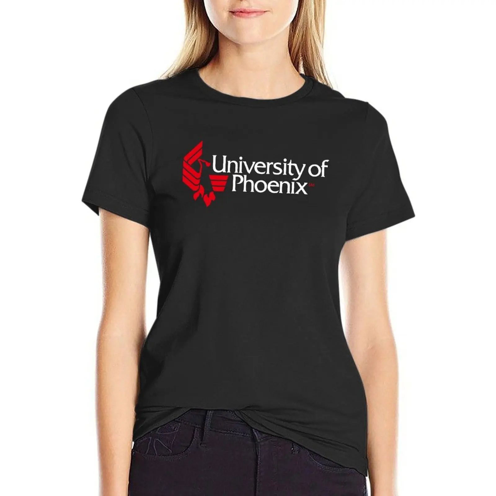 

University Of Phoenix White Red T-Shirt anime clothes summer top summer tops vintage Woman clothing