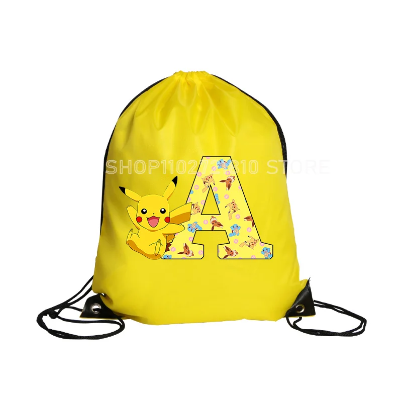 Pokemon Drawstring Bag Cute Anime Pikachu String Pockets Swimming Clothes Shoes Storage Waterproof Packaging Boys Backpack Gift