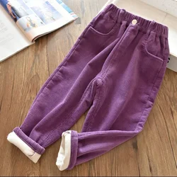 Baby Warm Trousers for Girls and  Boys 2022 New Kids Fleece Corduroy Pants Thicken Outwear Autumn Winter 2 4 6 8