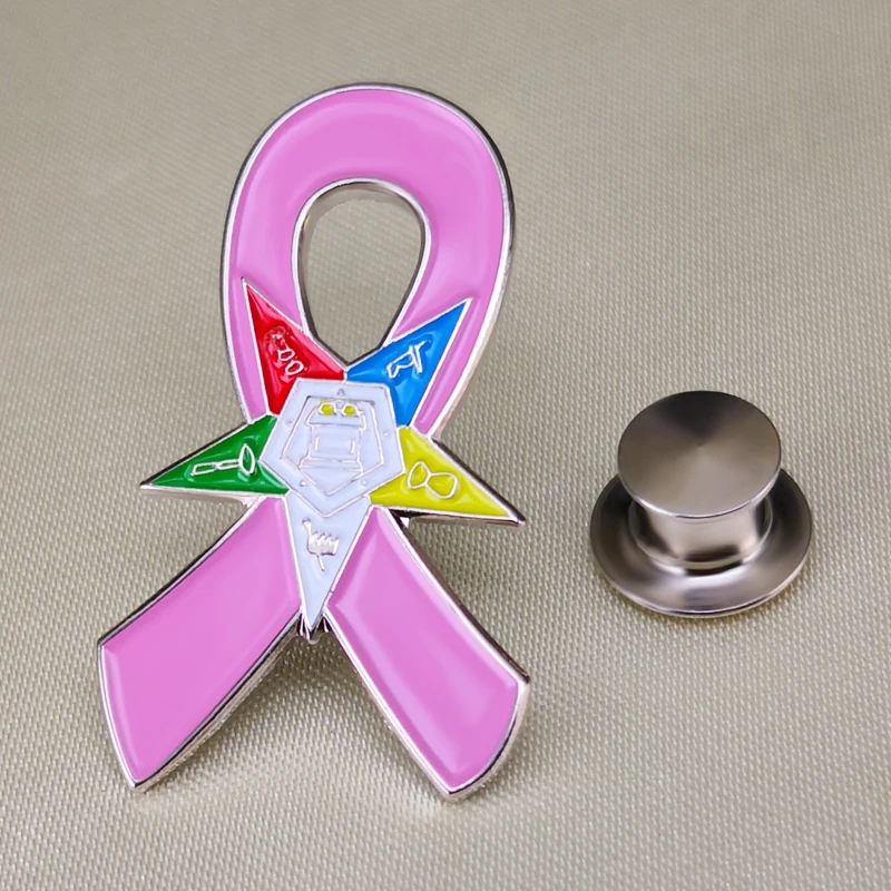 Breast Cancer Awareness Sneaker Angel Peace Eastern Star Heart Cross Believe Masonic Square and Compass Pink Ribbon Lapel Pins