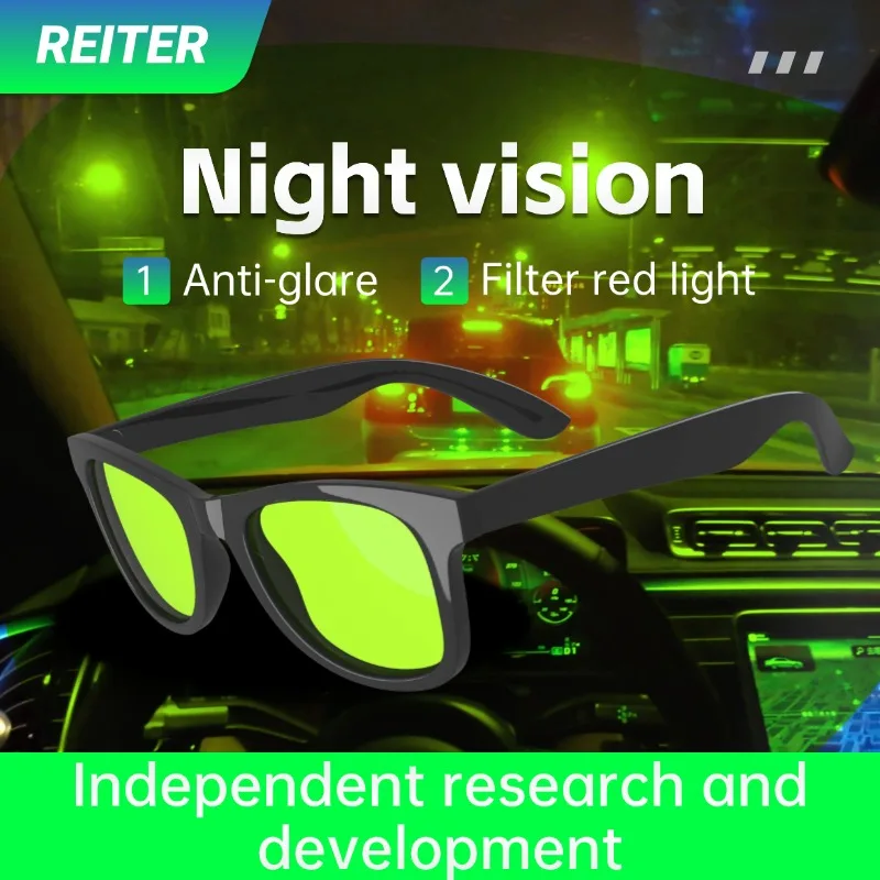 【REITER】Night vision goggles Men's Car Driving glasses for men anti glare