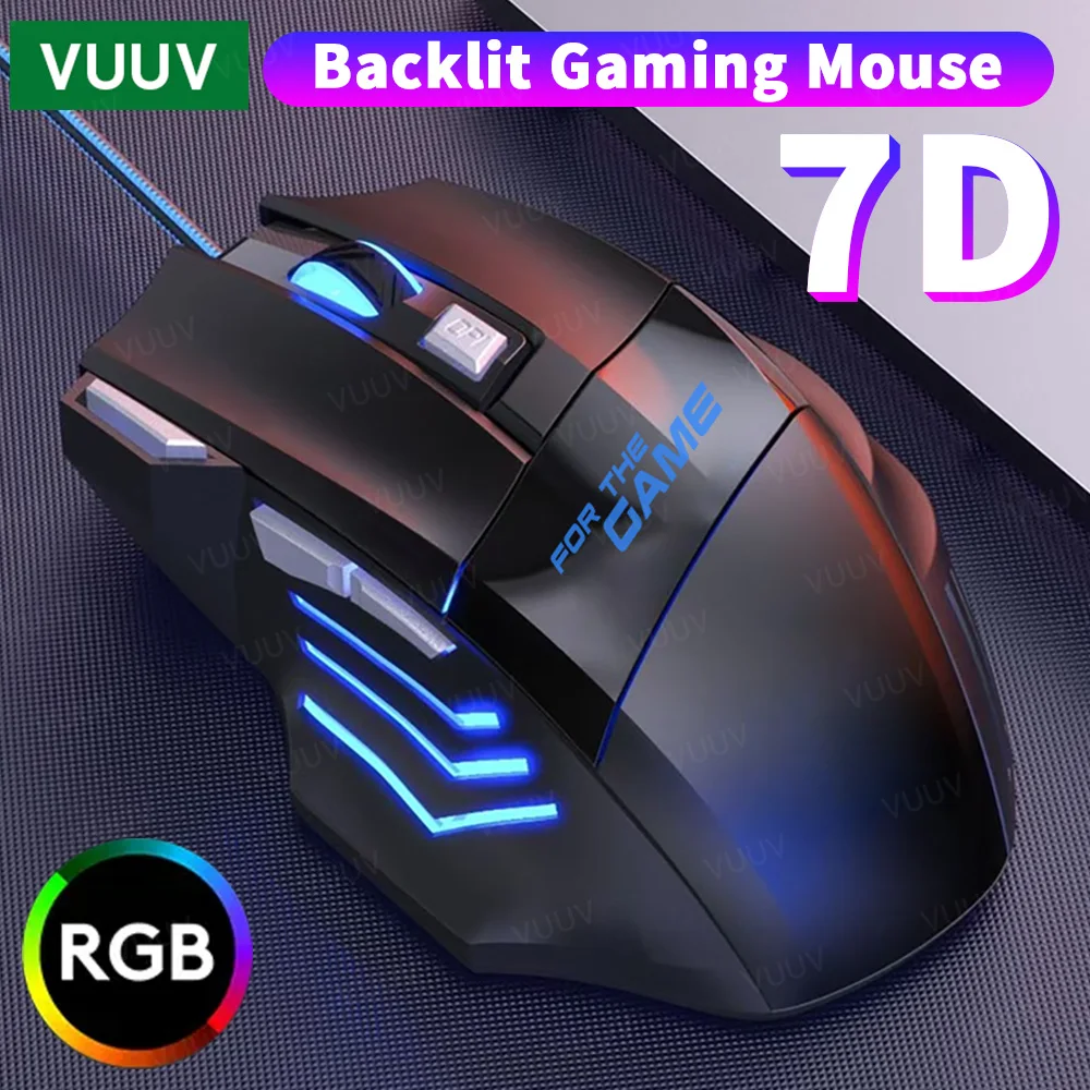 VUUV Wired Backlight Gamer Mouse for PC Computer Laptop Macbook 7 Buttons 3200DPI Ergonomic Gamer Mouse Gaming Setup Accessories