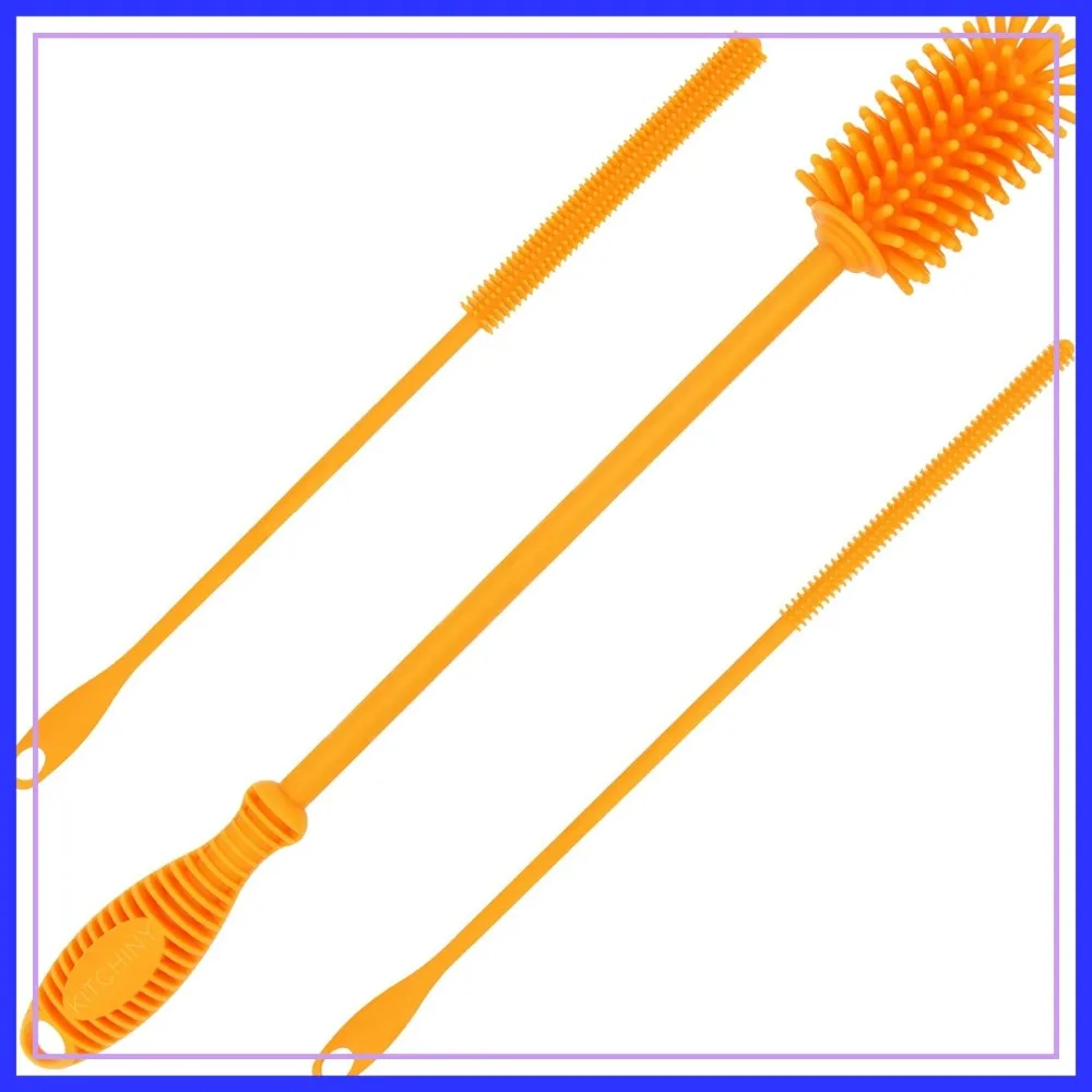 

12.5" Silicone Bottle Brush with 2 Straw Cleaners - Narrow Neck & Water Bottle Cleaner for Yeti, Hydro Flask, Owala, Stanley, Baby Bottles, Glassware, Vases