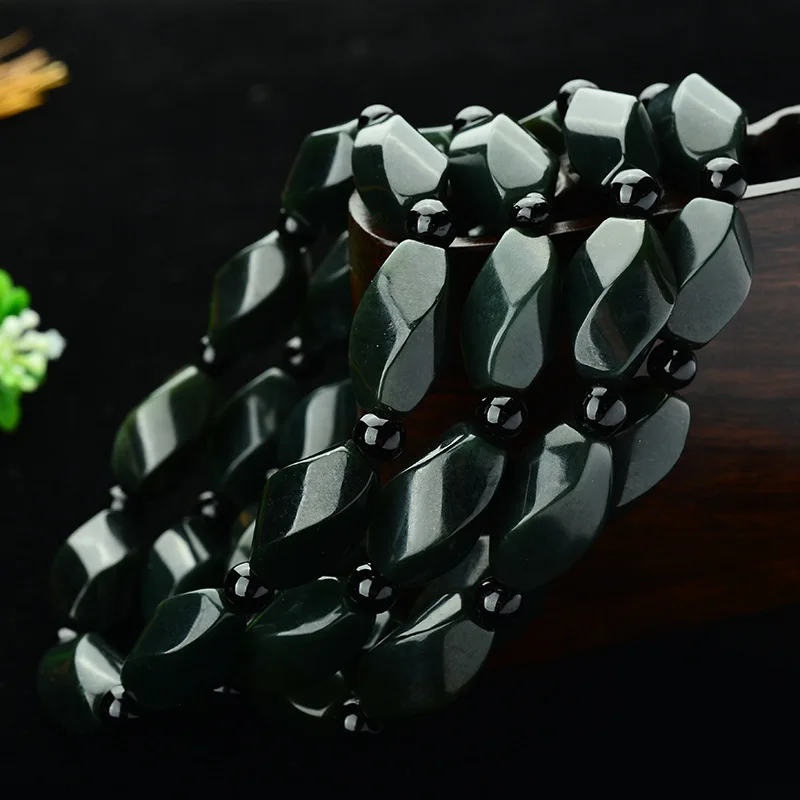 Dark Direct Selling Hetian Gray Bracelet Prism Beads Jade