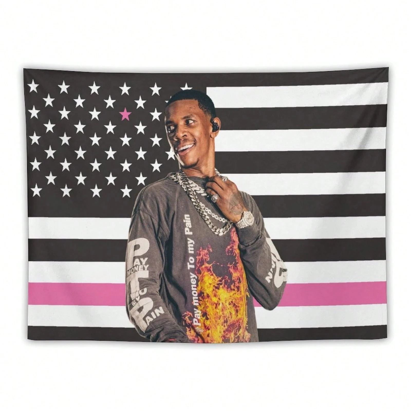 1 Boogie Wit Da Hoodie Rapper Tapestry Black Polyester Wall Decoration White Tex Bedroom And Living Room Decoration