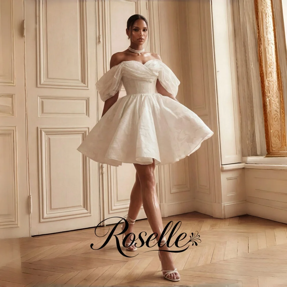 Свадебное платье ROSELLE Mini A-Line с цветочным узором, элегантное, с открытыми плечами и спиной, без бретелек, 2026, на заказ