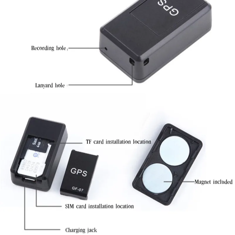 GF-07 GPS Car Tracker Real Time Tracking Anti-Theft Anti-lost Locator Strong Magnetic Mount SIM Message Positioner Mini 2024 New