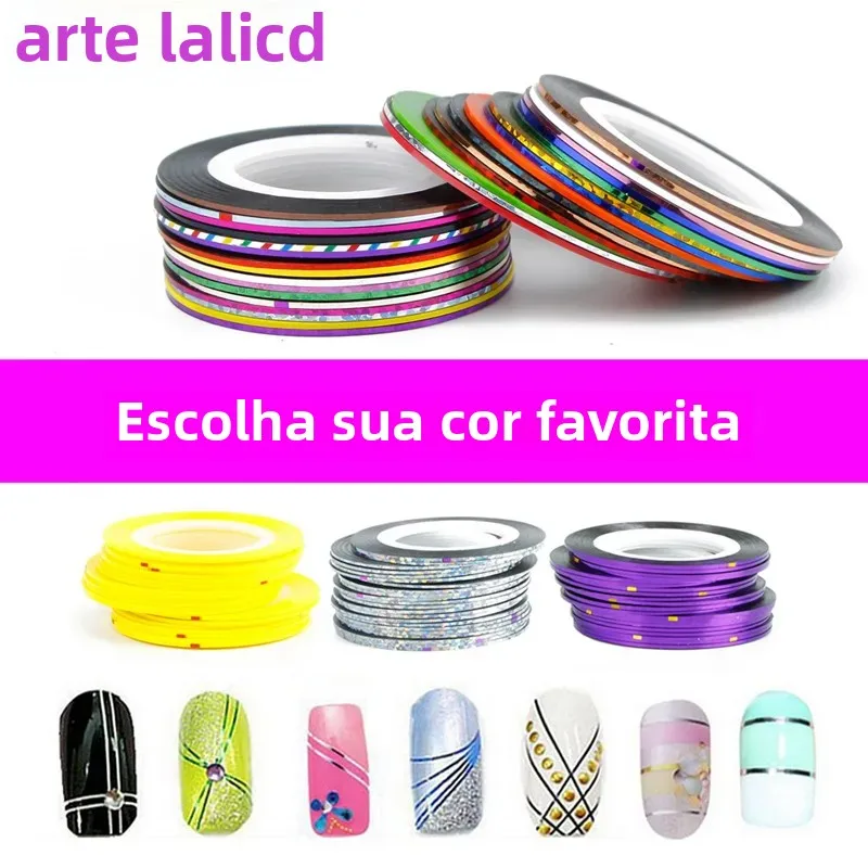 DIY Nail Art Striping Tape Adesivos Decalques para Unhas Acrílicas em Gel UV Glitter Polonês 1 Folha Escolha seus cores