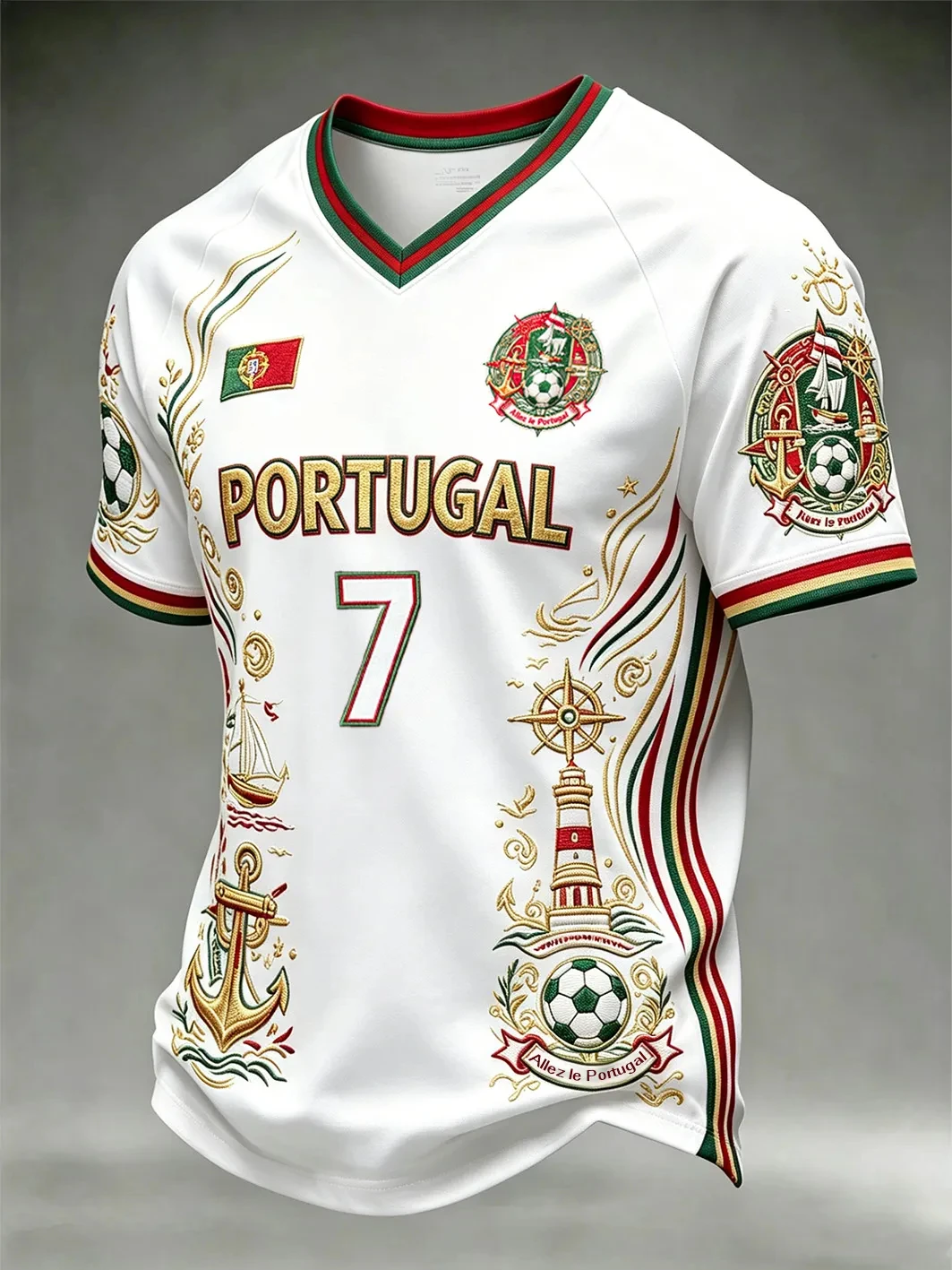 2026 New Men's Portugal 3D Printed Football JerseyT-shirt Harajuku 3D Printing Quick-Dry Sports Tee Women's T-Shirt Streetwear