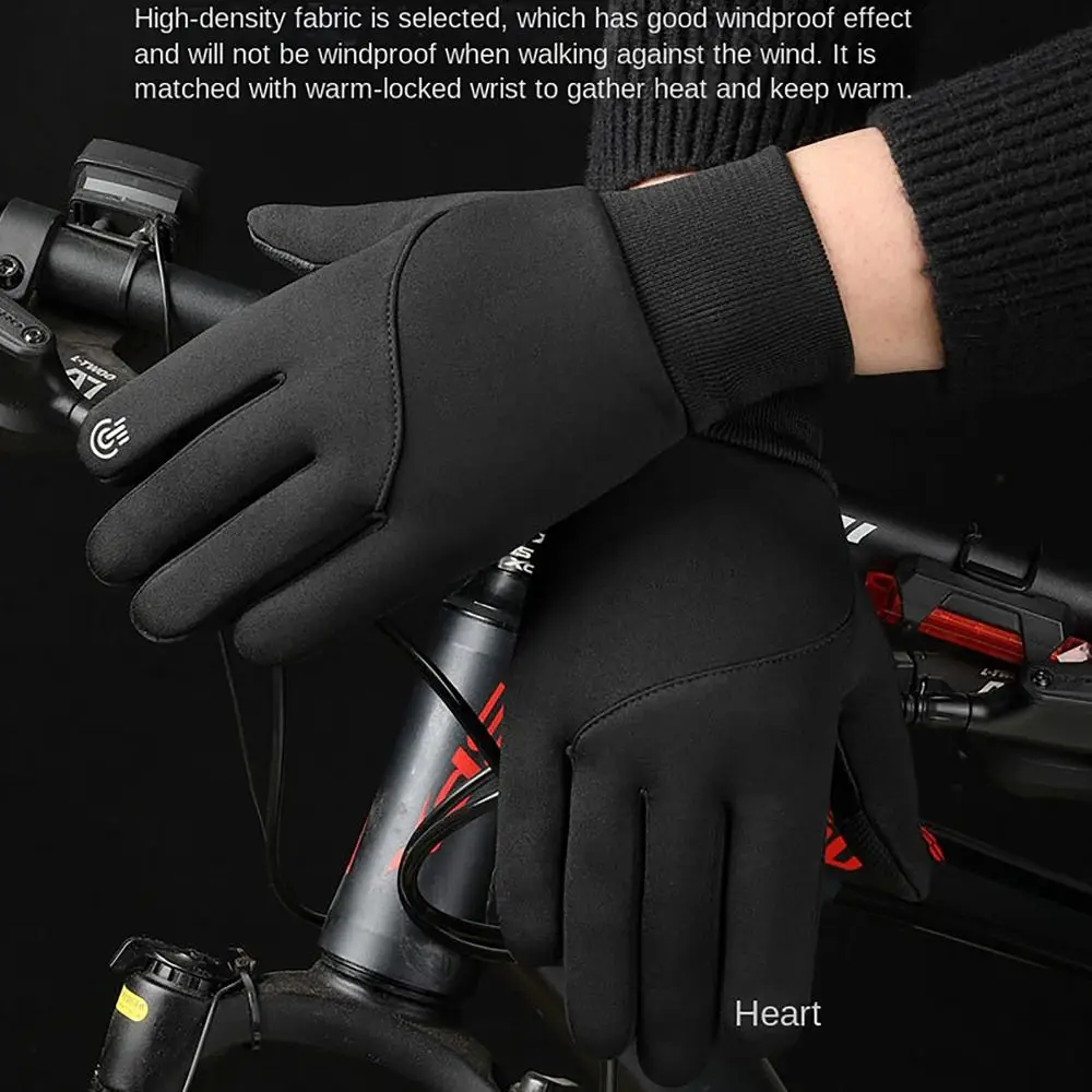 Warm M-XL Winter Gloves Non-Slip Sensitive Touch Cycling Gloves Winter Warm Zipper Fleecing Mittens For Winter Outdoor