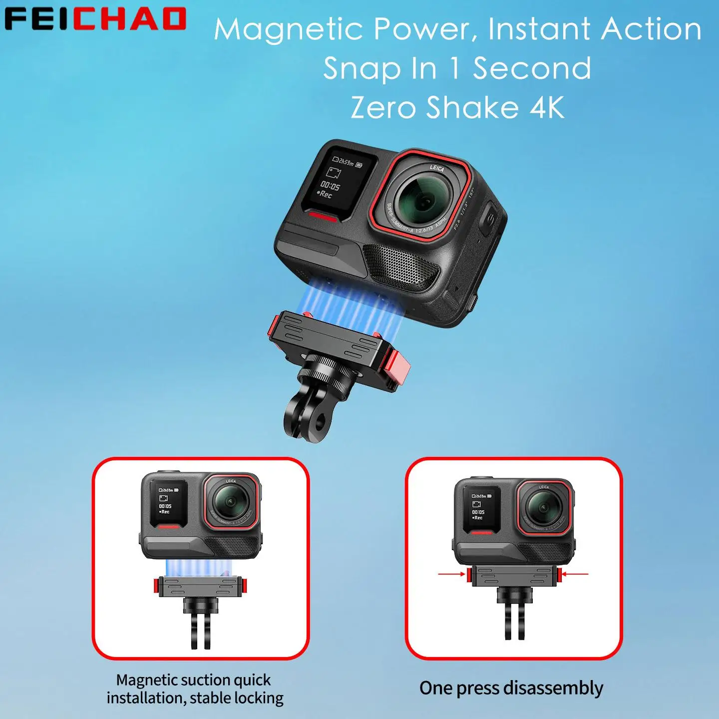 �y�Z�[�����zInsta360 AcePro�p�A���~�j�E�����J�����}�E���g�A�}�O�l�b�g���N�C�b�N�����[�X�O�r�A�_�v�^�[�AInsta 360 X5 Ace Pro 2�u���P�b�g�z���_�[�p1/4�C���`�l�W�t��