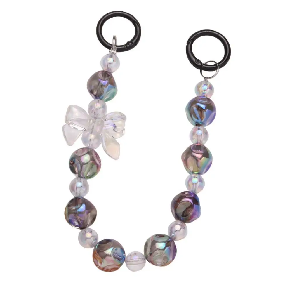 

Colorful Bow Beaded Bag Pendant Bead String Wrist Strap Beaded Bag Chain Hanging Cord Mobile Phone Lanyard Bowknot Phone Strap