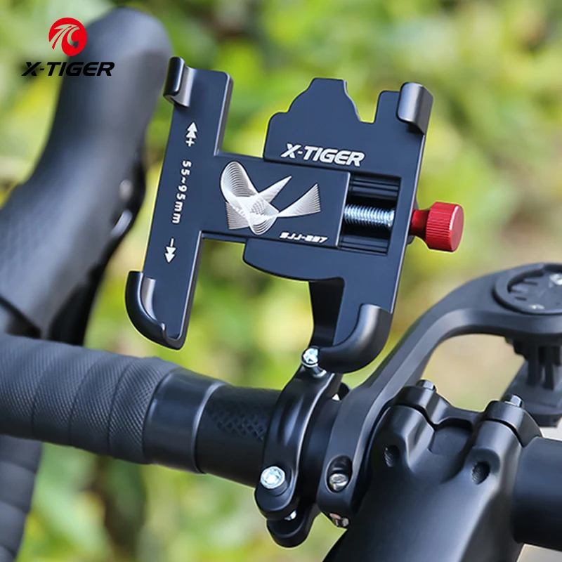 X-TIGER Bicycle Phone Mount Alloy Bicycle Phone Holder 360° Rotation Bike Motorcycle Handlebar Clip Stand For All Cell Phone