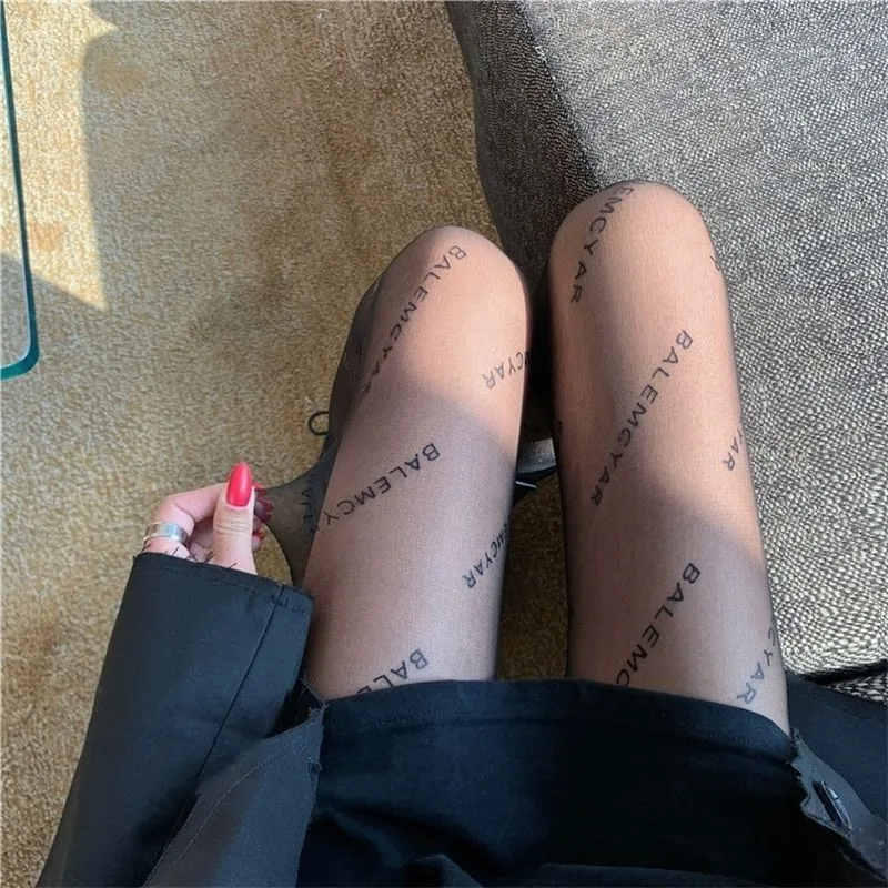 Letter Stockings Nightclub Party Accessories JK Sexy Diamonds Fishnet Tights Women Pantyhose Printed Designer Tights image 2