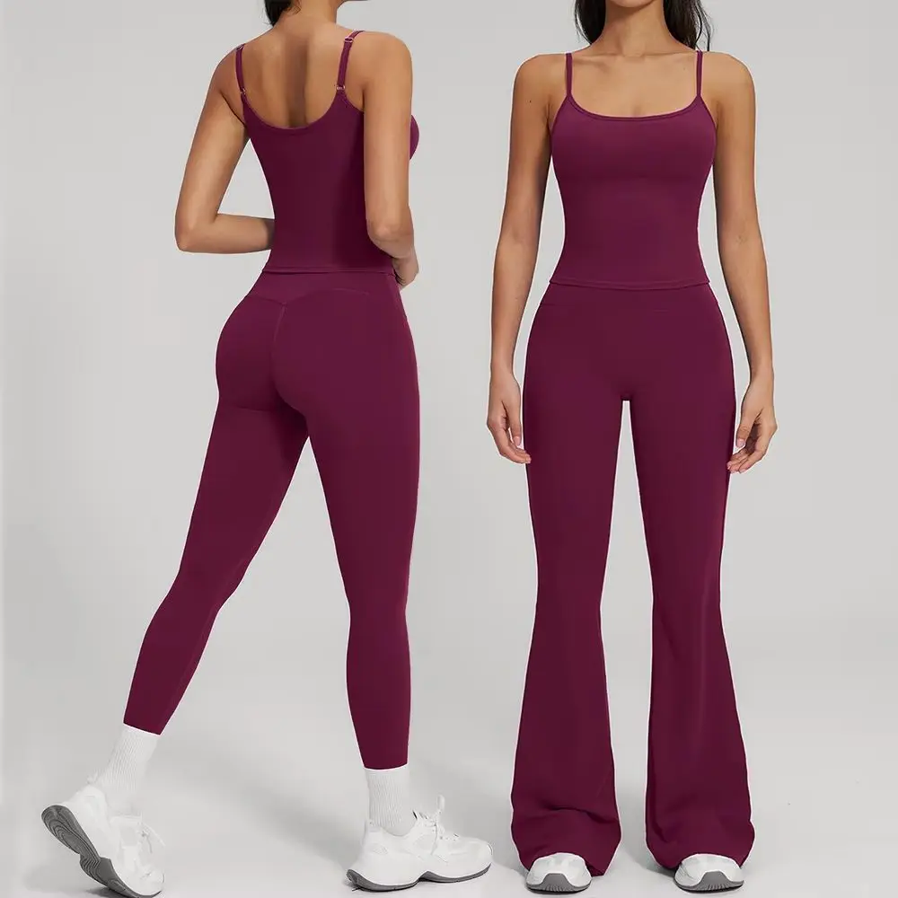 2PCS Sports Set Women's Set Professional Fitness Tank Top Bra Shockproof Running Leggings Yoga Suit Beautiful Back Bra Clothing