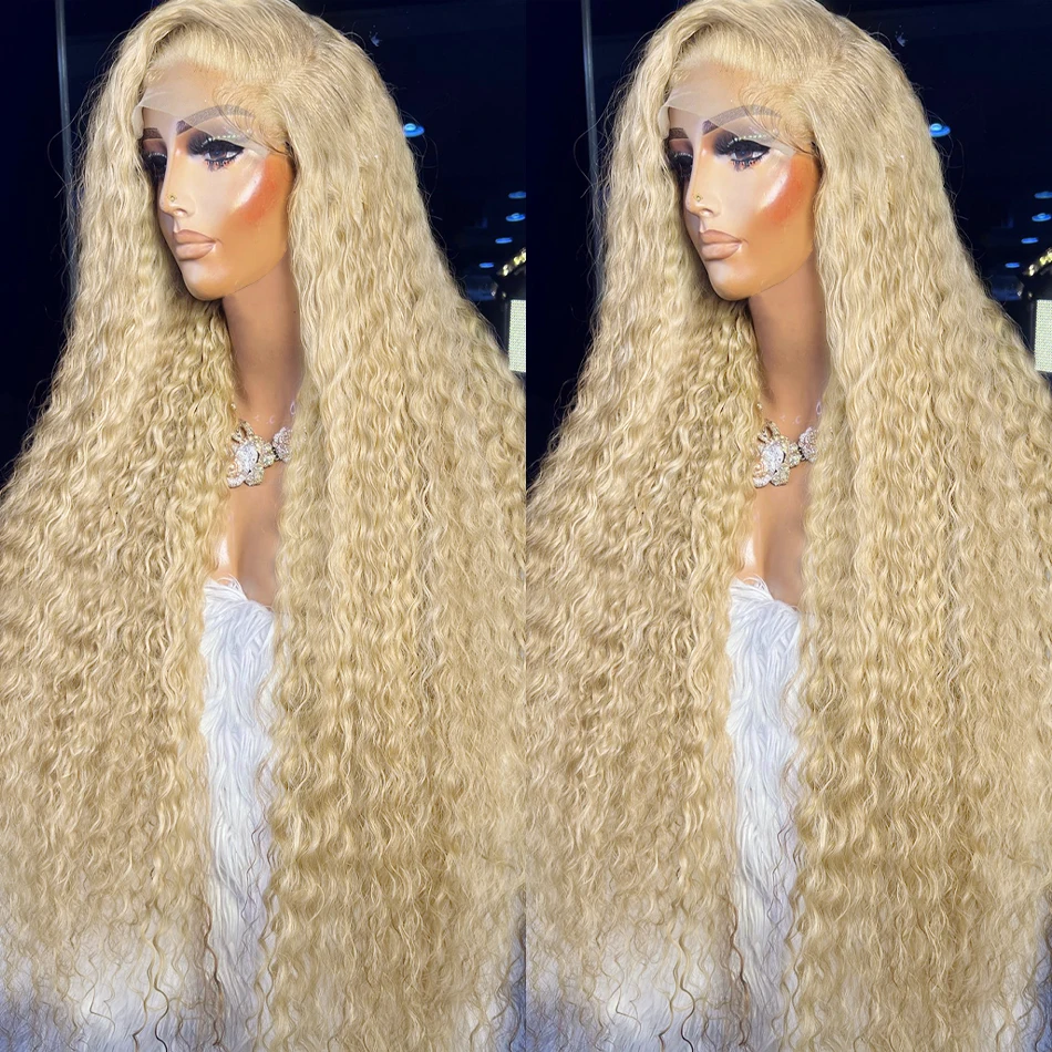 

Water Wave 613 13x6 Hd Transparent Lace Front Curly Human Hair Wig Blonde Deep Wave Lace Frontal Wig For Women Brazilian
