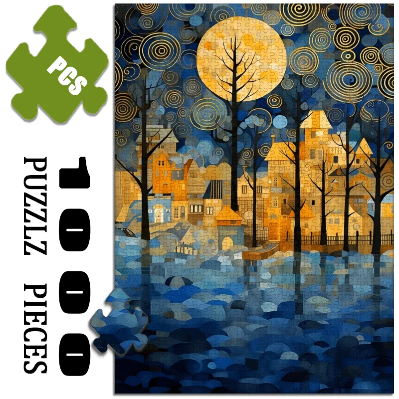 

1000pcs Large Van Gogh-Style Starry Night Puzzle Suitable for Adults & Families - Challenging Brain, DIY Project, /Easter/Than