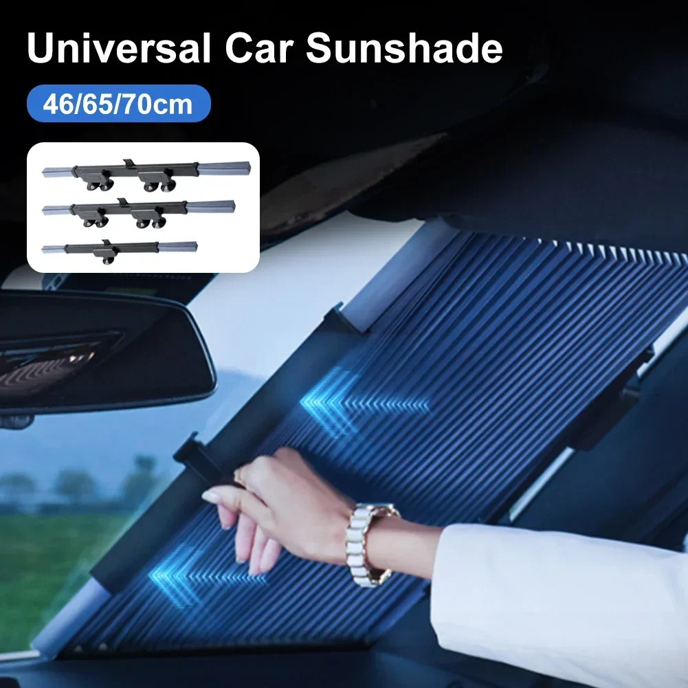 

46-80cm Car Sunshade Retractable Front Rear Windshield Shade Cover Windshield Curtain Sun Protection Summer Cooling